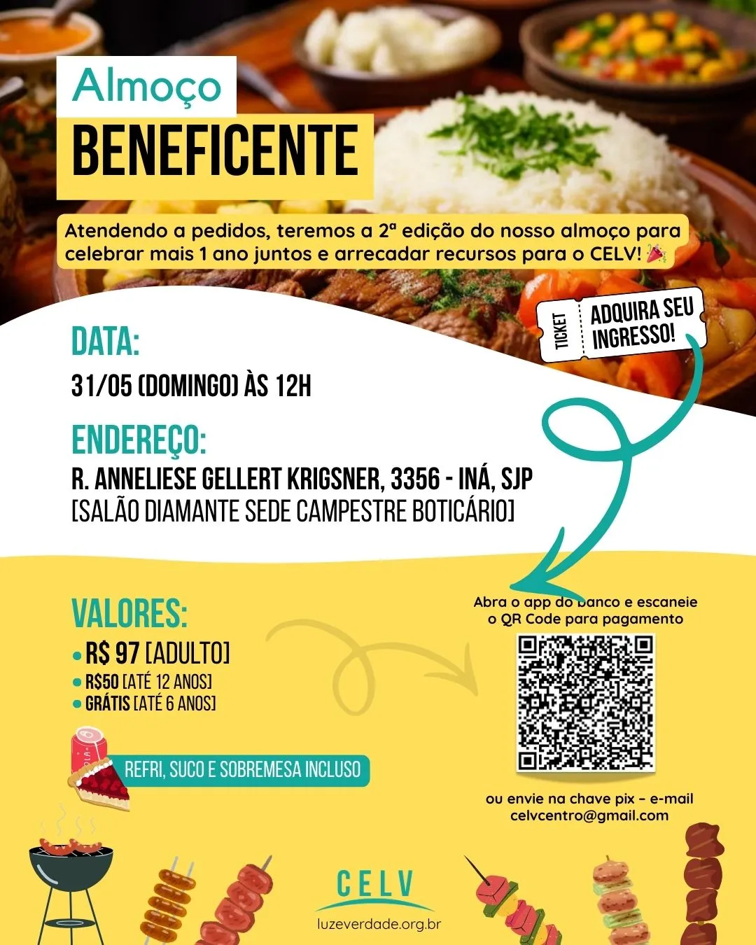 convite para o almoço beneficente