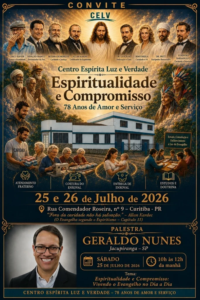 convite para o aniversário 78 anos do Centro Espírita Luz e verdade